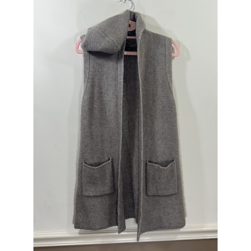 Tahari Hoodie Vest Cardigan Wool Blend Luxury